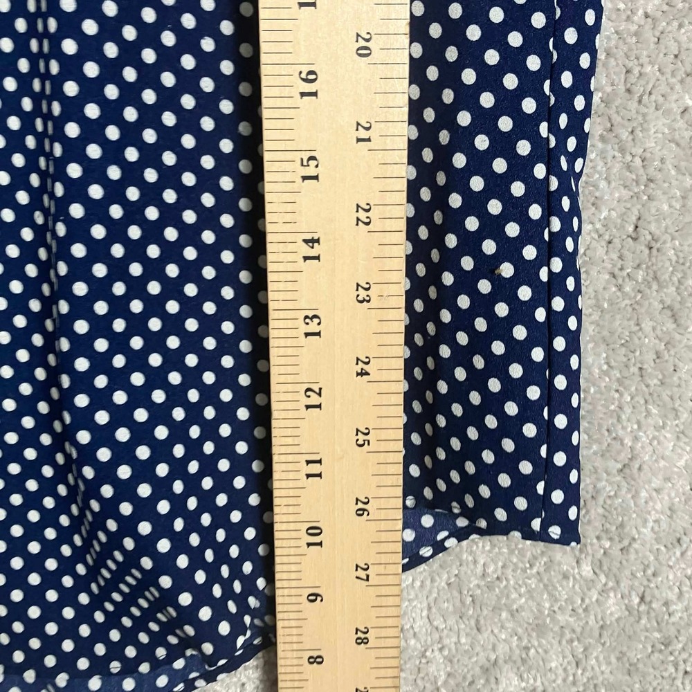 Vintage 70s Sears Kings Road Mens Blue Polka Dot Disco Shirt 16 Large Dagger - Picture 10 of 14
